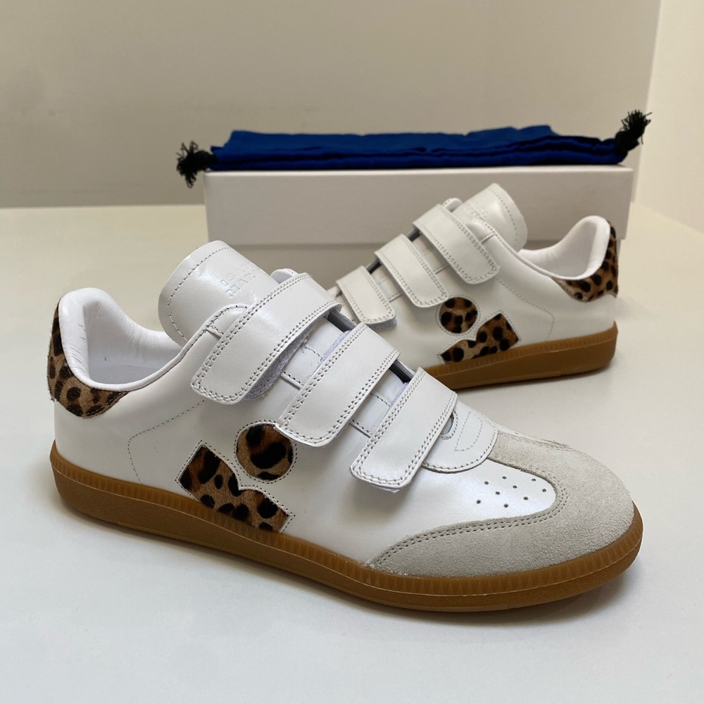 Isabel Marant Classic Beth Logo Sneaker White Leather/Leopard sz 36 New in Box - Picture 7 of 9